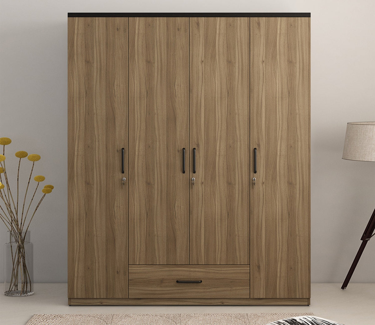 Kosmo Hover 4 Door Engineered Wood Wardrobe Without Mirror