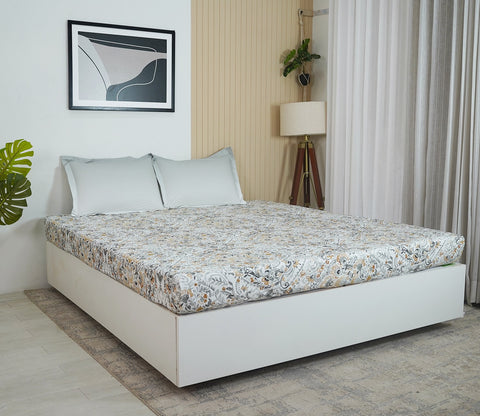 Yantra 180 TC Flat Pure Cotton King Size Bedsheet With 2 Pillow Covers (White)