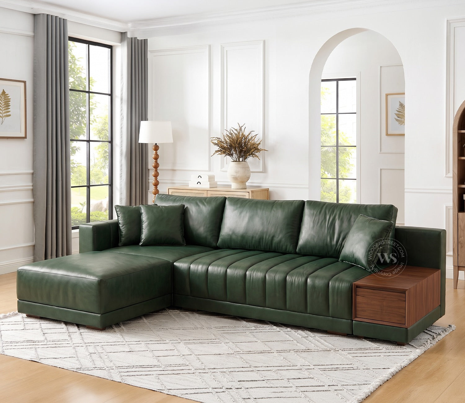 Oasis L-Shape Left Aligned Sectional Sofa (Leatherette, Leaf)