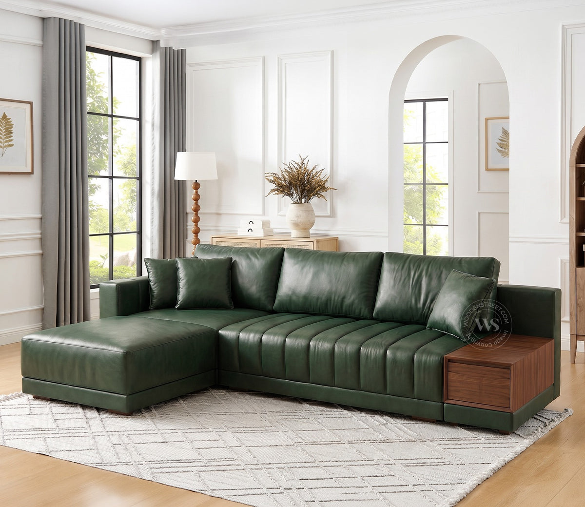 Oasis L-Shape Left Aligned Sectional Sofa (Leatherette, Leaf)
