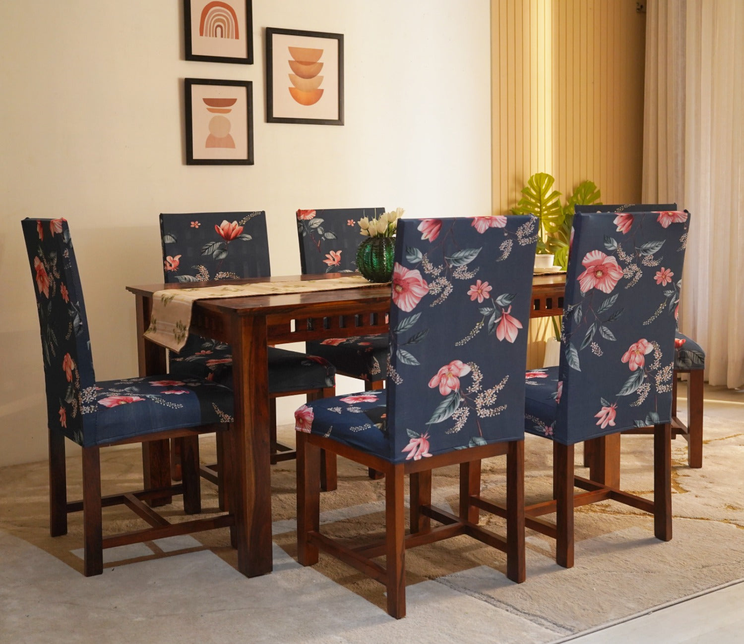Flaubert Floral Printed Polyester Spandex 1 Piece Chair Cover (Blue)