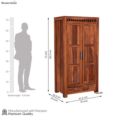 Adolph 2 Door Multi Utility Wardrobe (Honey Finish)