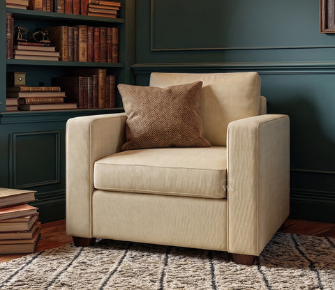 Albus One Seater Fabric Sofa (Cotton, Irish Cream)