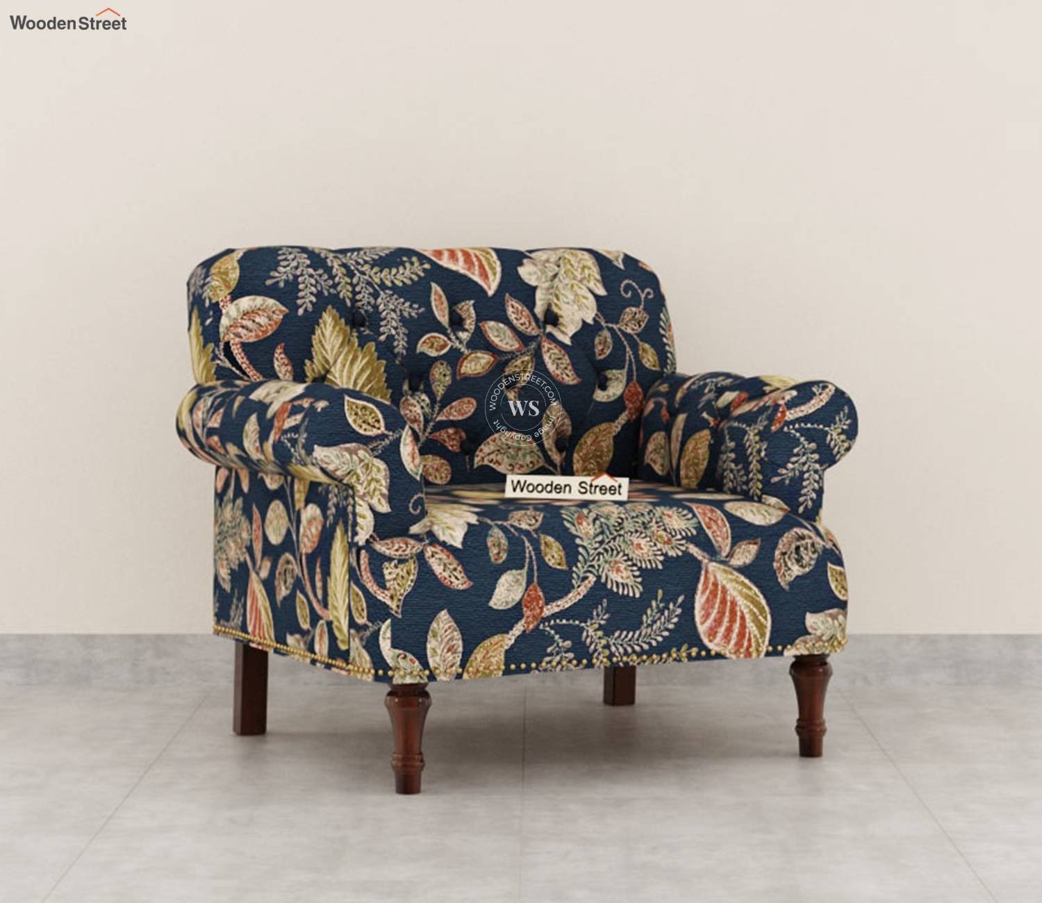Parker 1 Seater Sofa (Fabric, Dusky Leaf)