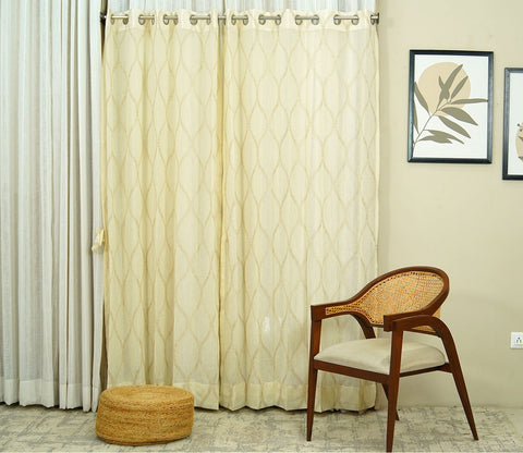 Twisted Door 1 Piece Sheer Curtain (Beige, 7 Feet)