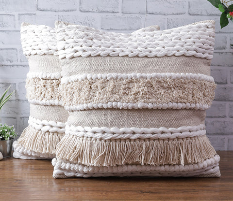 Cotton Multicolour Hand Woven Cushion Covers - Set of 1 (18 x 18 inch)