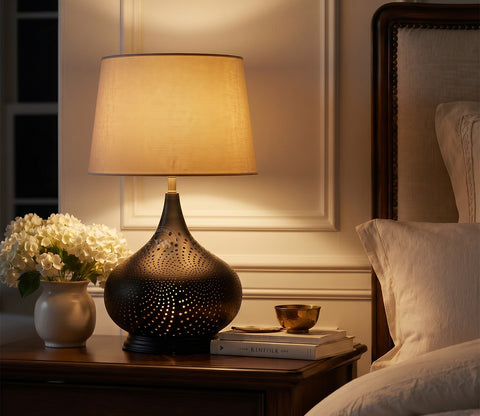 Wick Metal Black Table Lamp