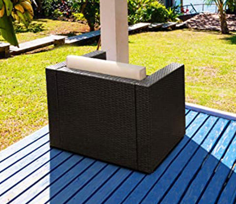 Dark Brown Rattan And Wicker Garden Sofa Cum Chair With Cream Cushions