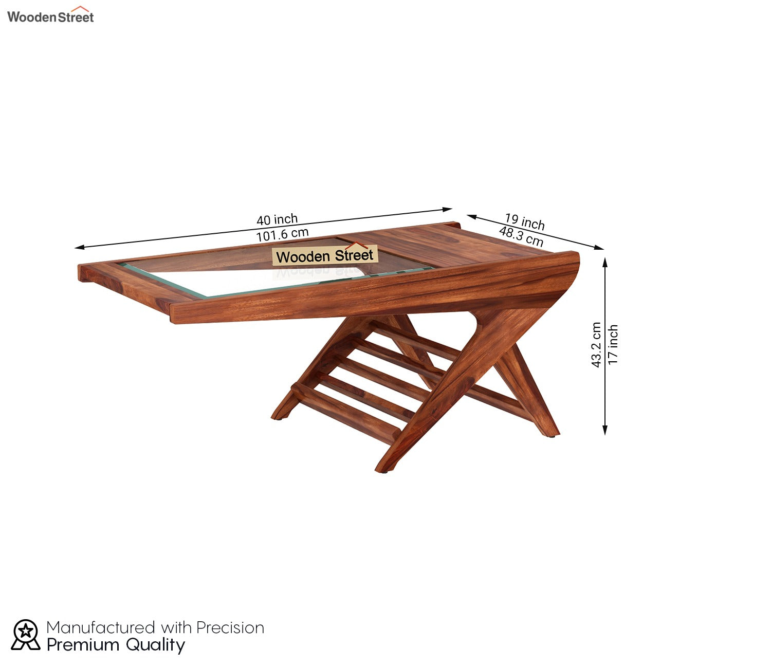 Elena Glass Top Coffee Table (Honey Finish)