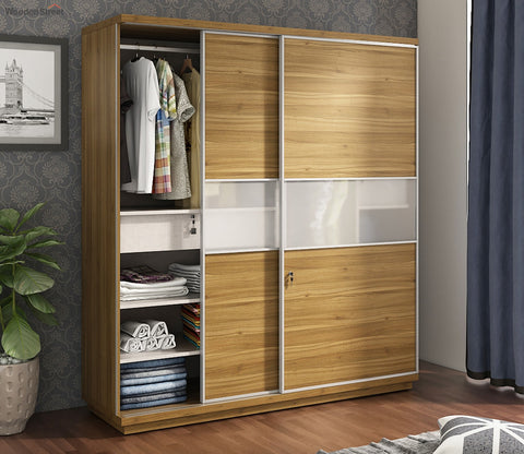 Kosmo Universal 2 Door Sliding Wardrobe (Exotic Teak Finish)