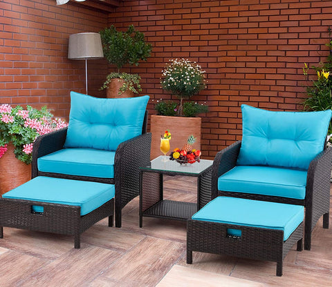 Brown Color Set of 5 Outdoor Furniture Set