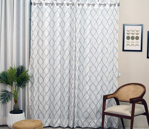 Cobalt Chain 1 Piece Sheer Curtain (Blue, 7 Feet)