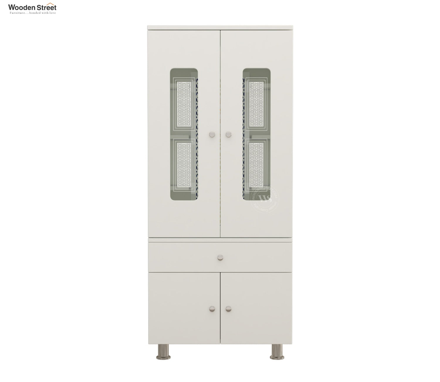 Atharv Engineered Wood Home Temple With Inbuilt LED Light System (White Finish)