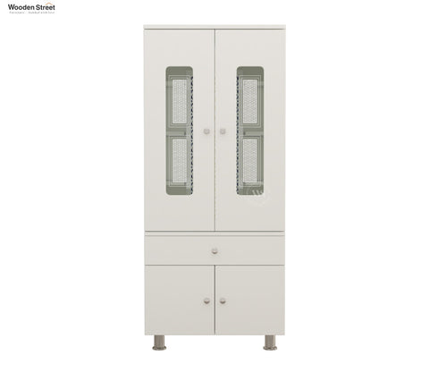 Atharv Engineered Wood Home Temple With Inbuilt LED Light System (White Finish)