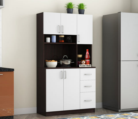 Piero Kitchen Cabinet (Flowery Wenge-Frosty White Finish)