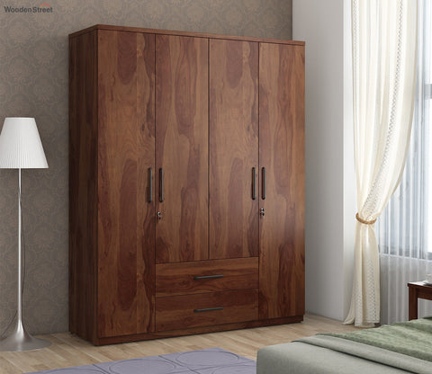Kosmo Lauren 4 Door Wardrobe Without Mirror (Exotic Teak Finish)