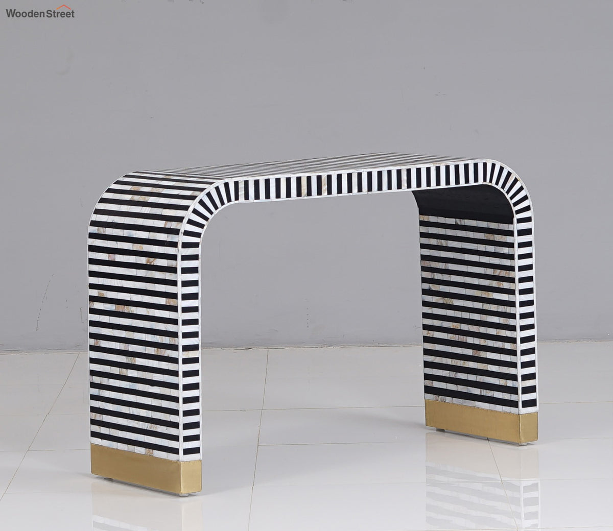 Florence Lining Stripes Designed Mother of Pearl Console Table