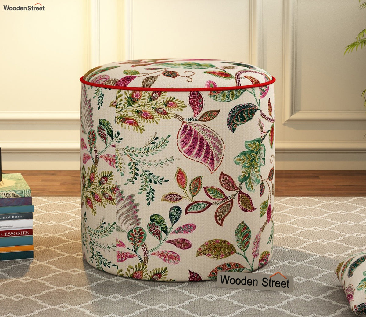 Robin Round Pouffe (Rosy Leaf)