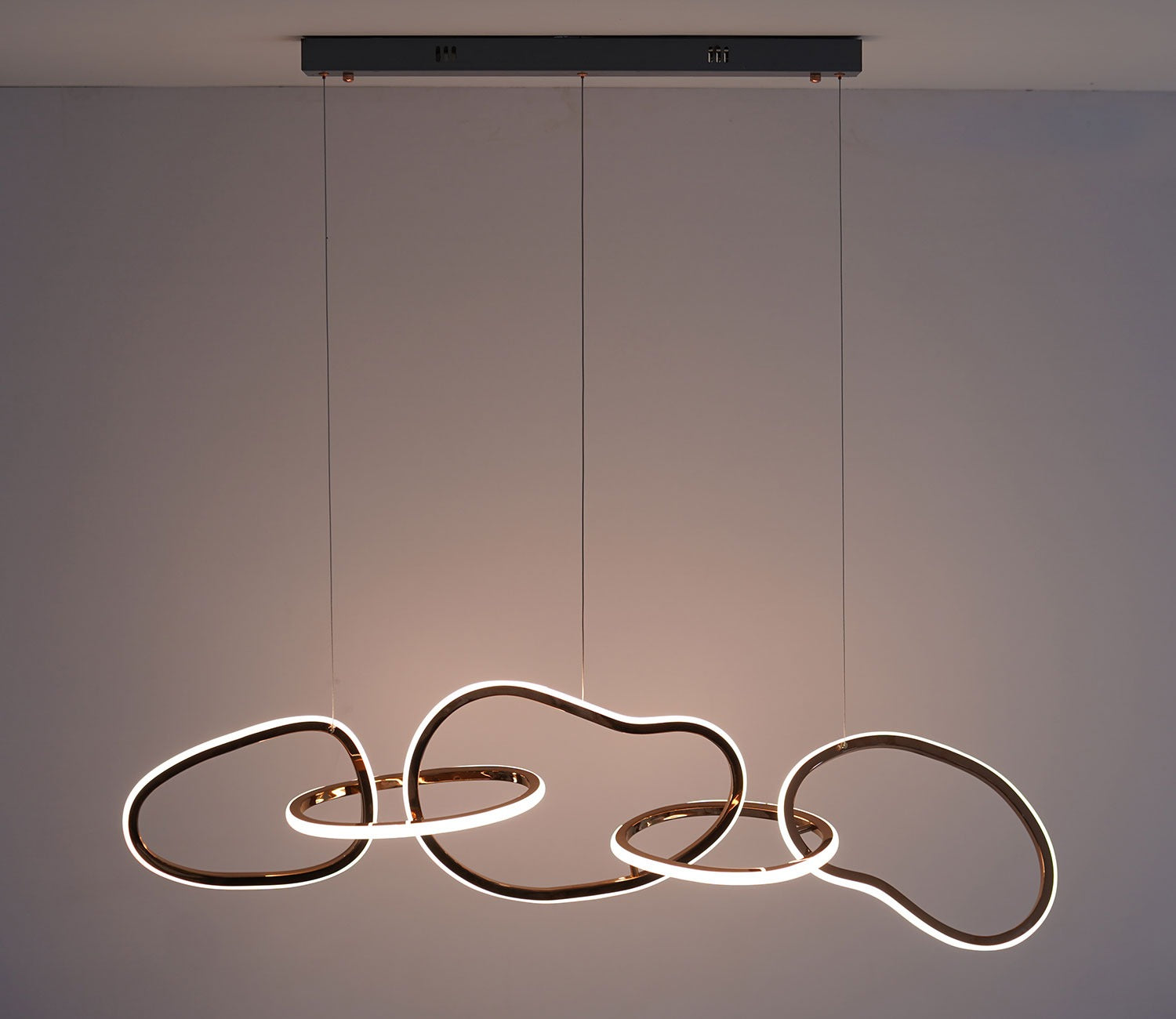 Radiant Metal 5 Rings LED Chandelier
