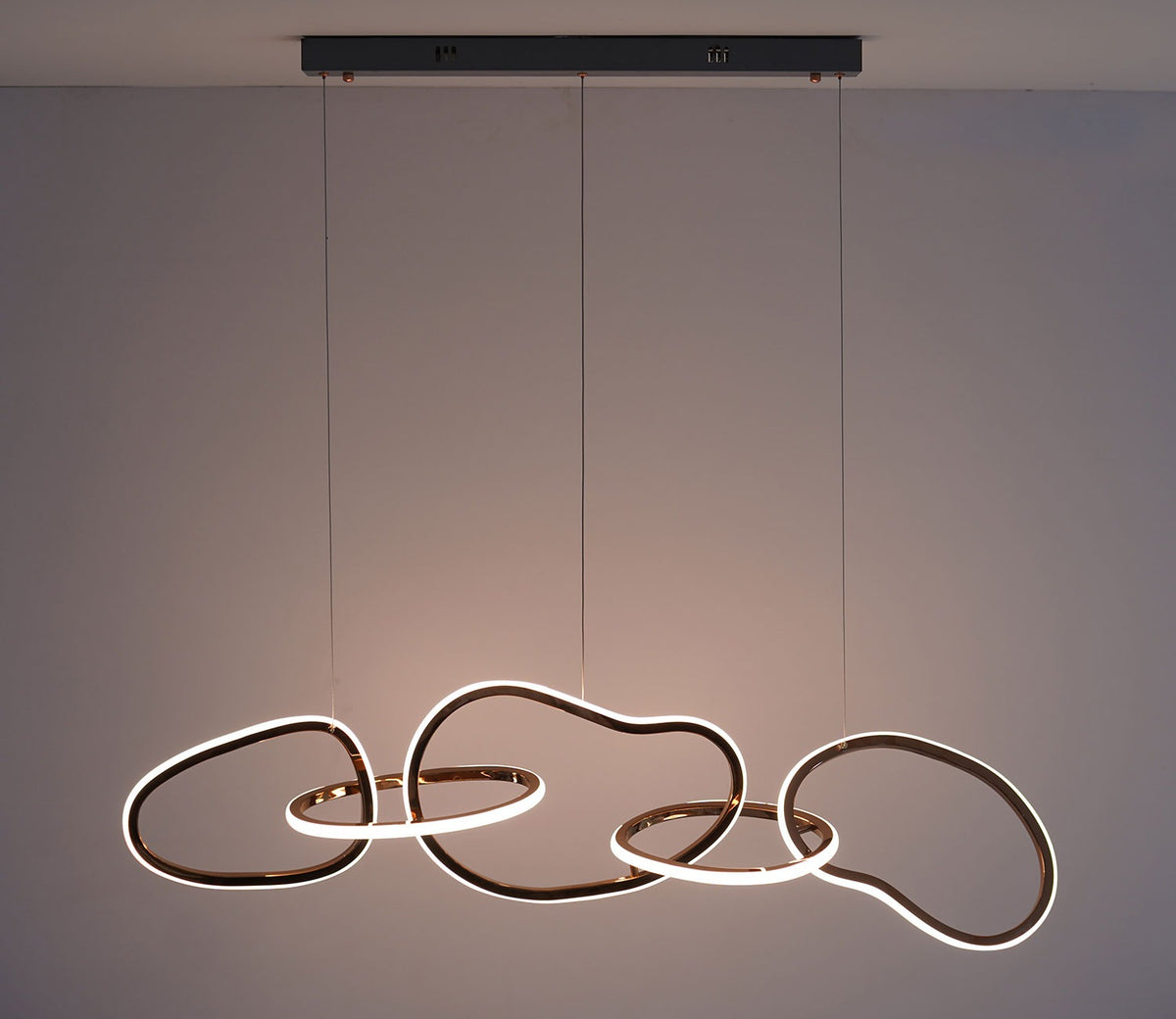 Radiant Metal 5 Rings LED Chandelier