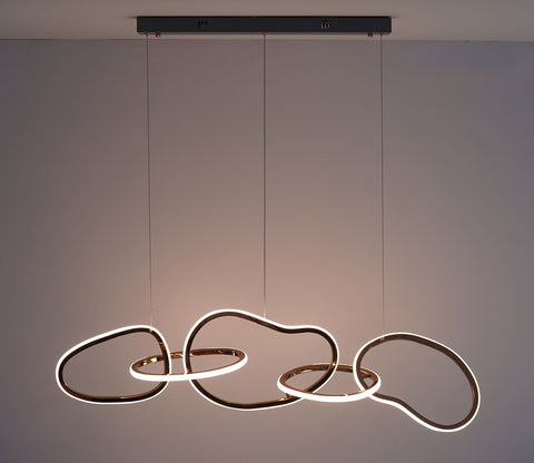 Radiant Metal 5 Rings LED Chandelier