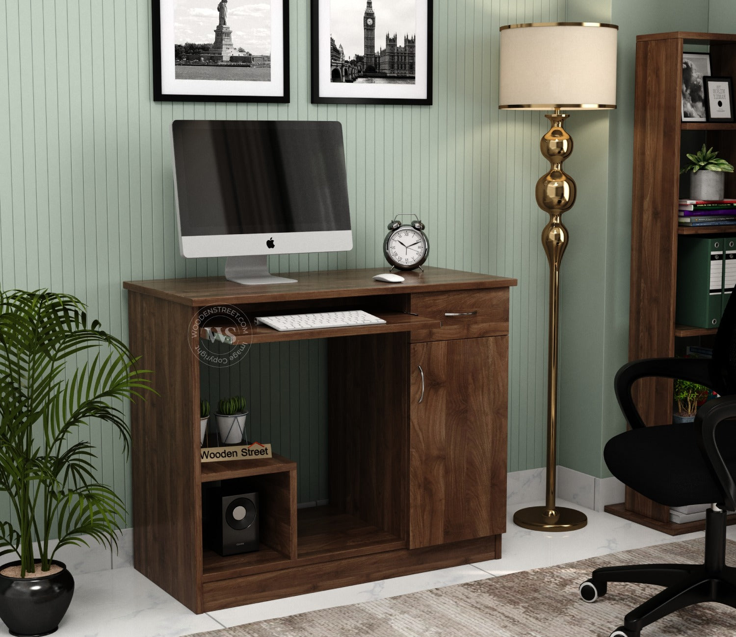 Scholar Engineered Wood Study Table With Sectioned and Sliding Storage (Columbian Walnut Finish)