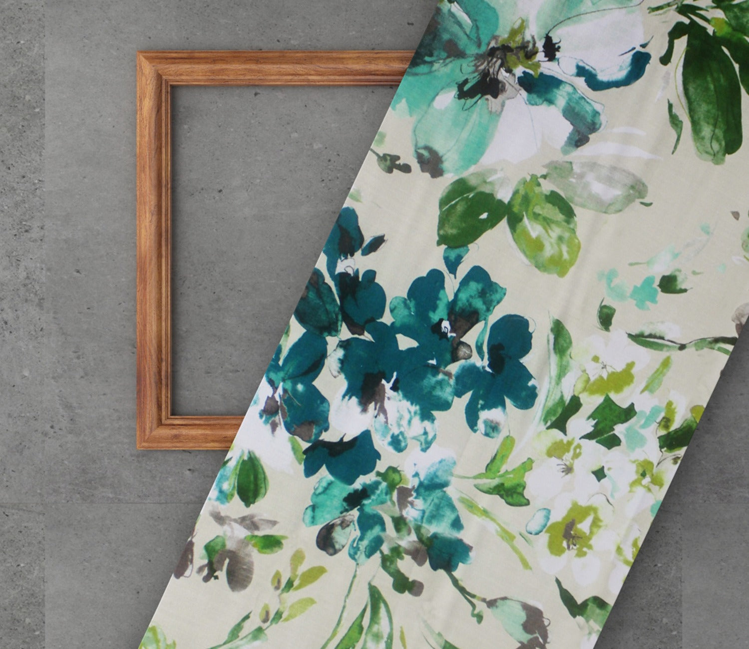 Aqua Flower Printed 100% Cotton Fabric