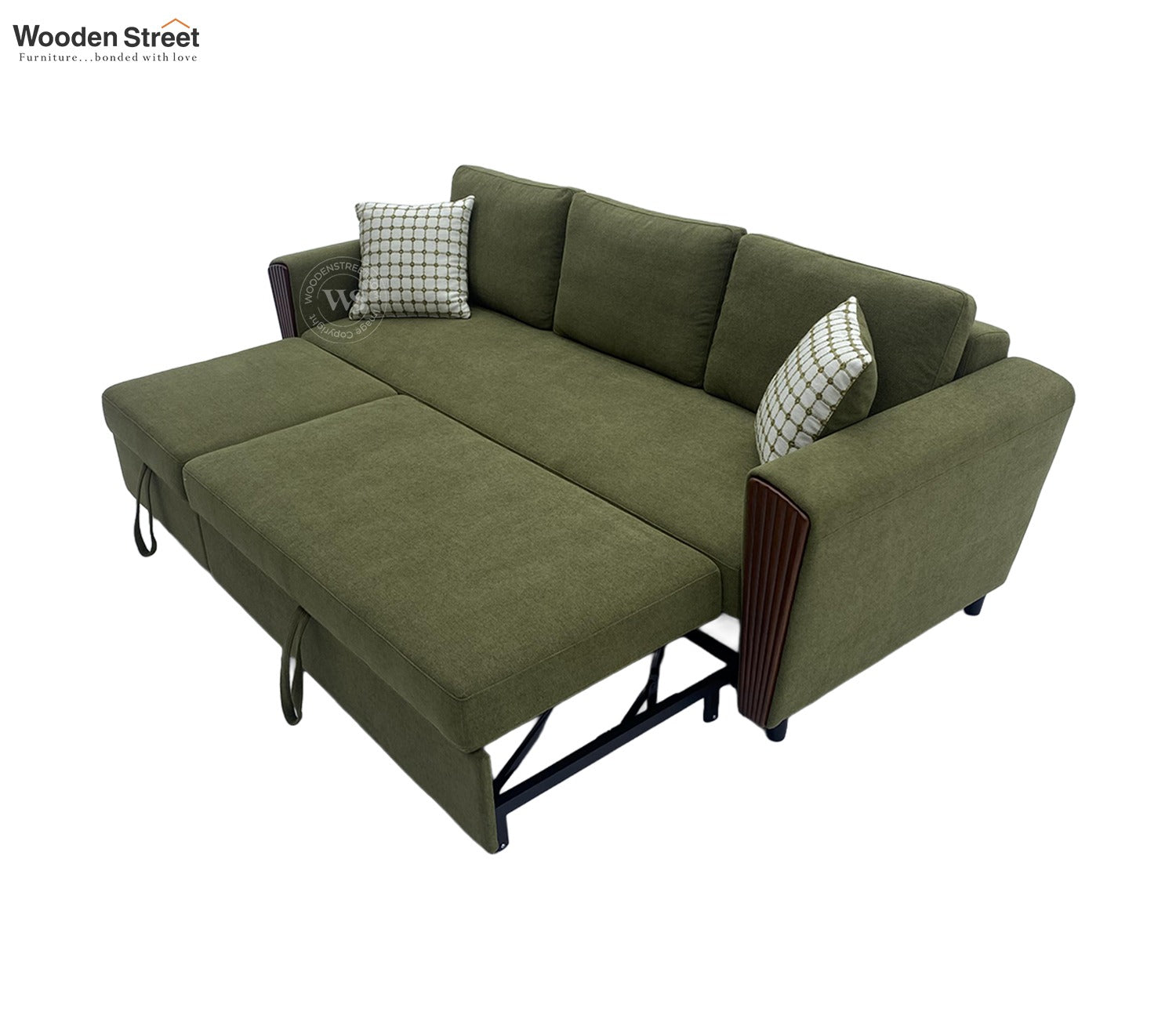 Brayden Fabric Sofa Cum Bed (Olive Green)