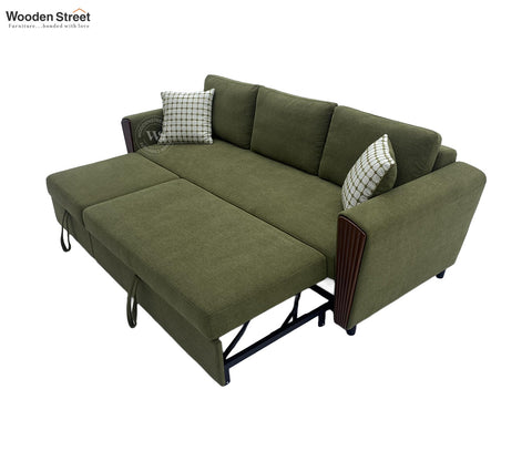 Brayden Fabric Sofa Cum Bed (Olive Green)