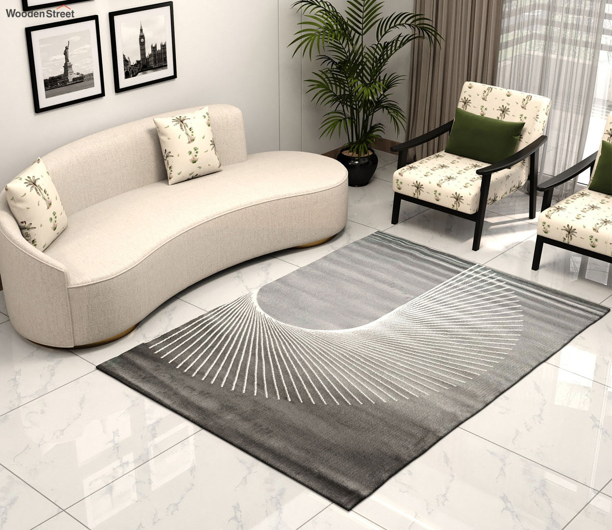 Cherokee Grey Abstract Carpet (7.5 x 5 Feet)