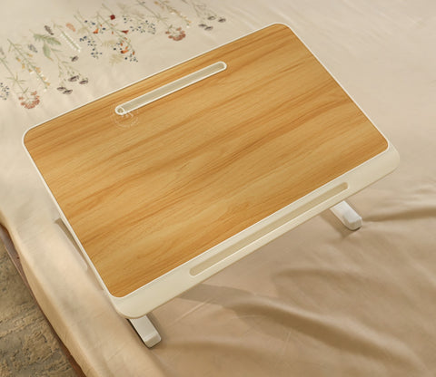 Nerdy Height Adjustable and Foldable Engineered Wood Breakfast, Study and Laptop Table (Beige)