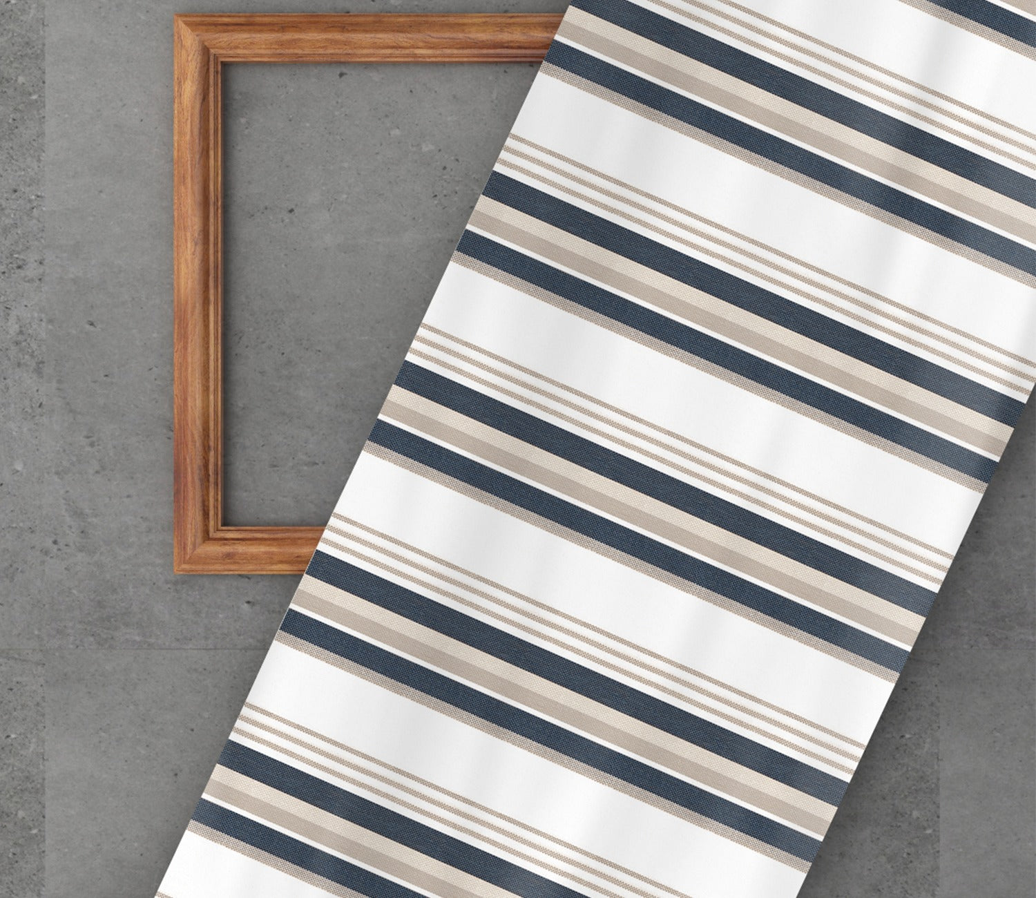 Blue Stripe Printed Cotton Fabric