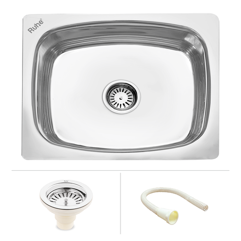 Trueliving Luxury Silver_Oval Single Bowl (22 x 18 x 8 inches) Kitchen Sink