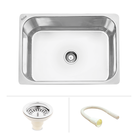 Trueliving Modern Silver_Square Single Bowl Kitchen Sink (15 x 12 x 6 inches)