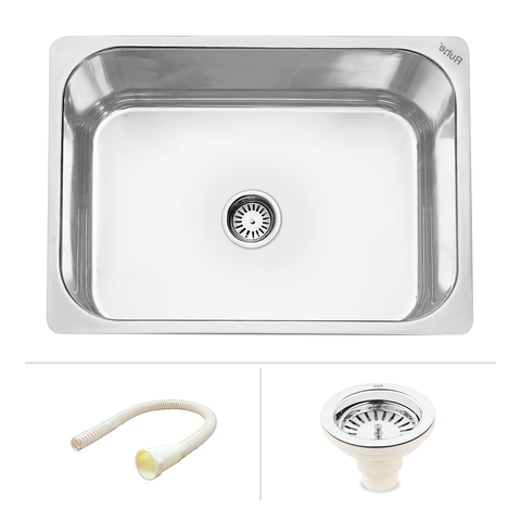 Trueliving Facy Silver_Oval Single Bowl (21 x 18 x 8 inches) Kitchen Sink