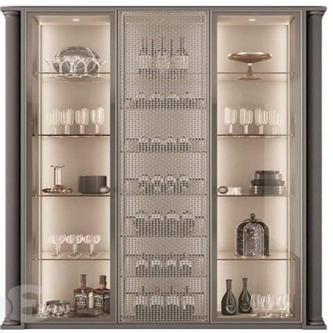 Trueliving Luxury Light Crockery Cabinet Sliding Door 43.2D x 101.6W x 172.7H Centimeters