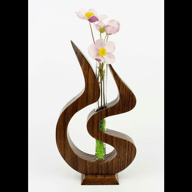 Trueliving Multi-color Wood Rosy Flower Vase 41L x 24W x 10H Centimeters