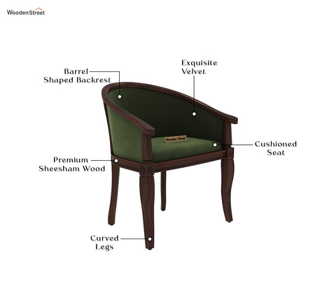 Arctic Arm Chair (Velvet, Walnut Dark Olive Green)