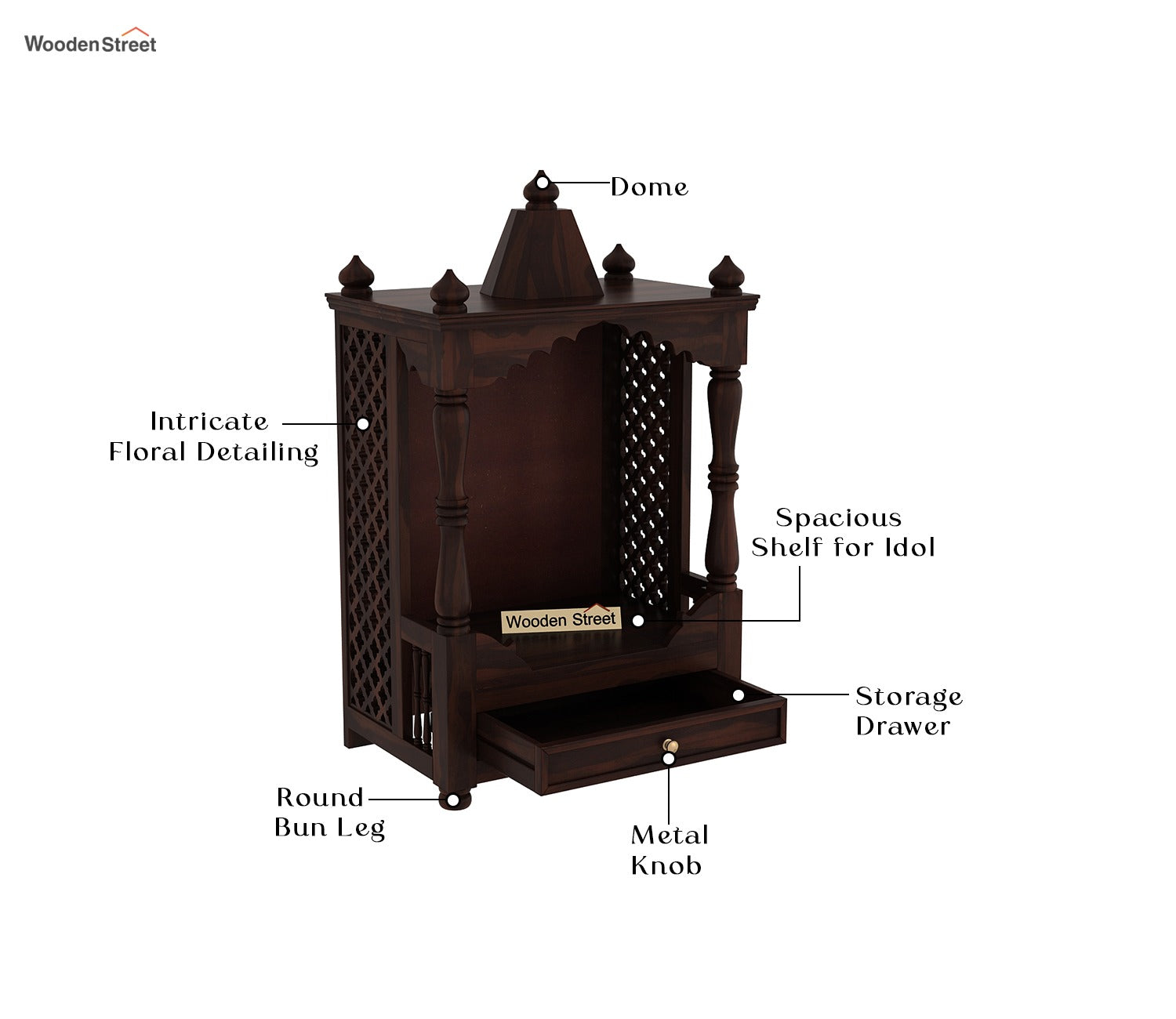Alanis Home Temple (Walnut Finish)