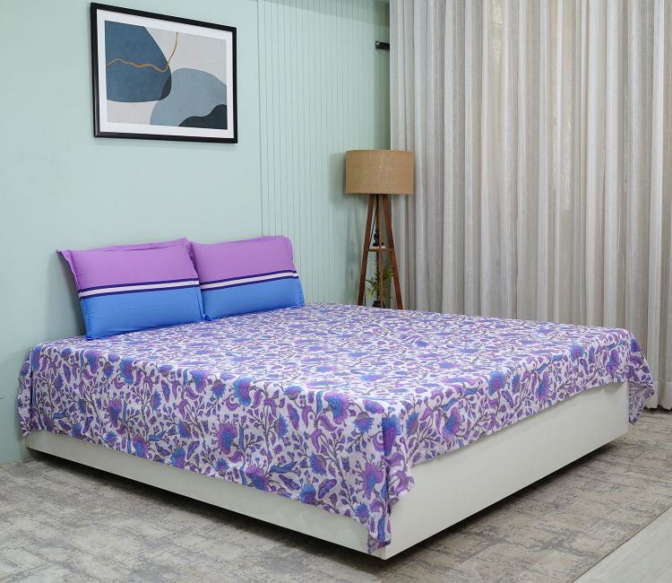 Pernia Moments Queen Size Bedsheet (Purple)