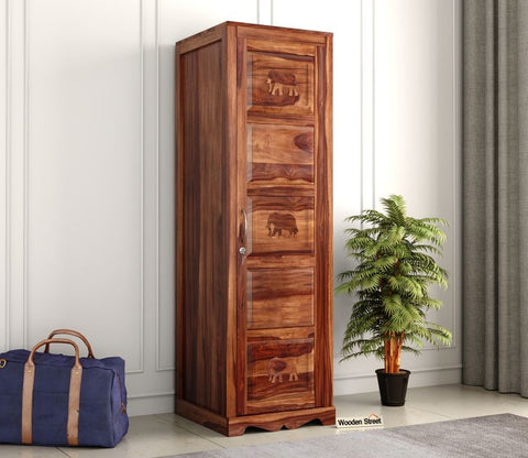 Emboss 1 Door Multi Utility Wardrobe (Honey Finish)