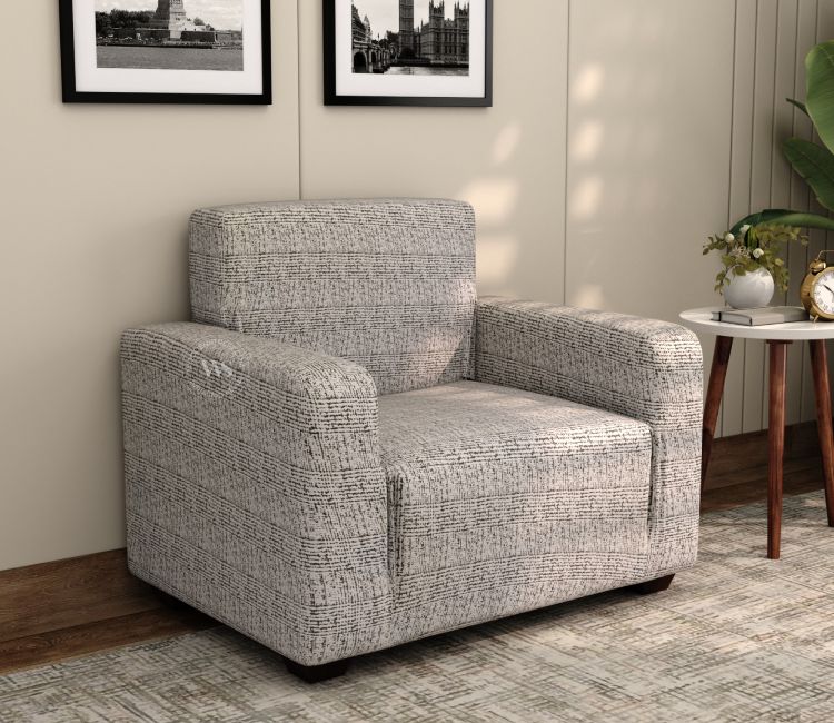 Hester Classic Textured Solid Colored Polyester Spandex 1 Seater Sofa Cover (Grey)