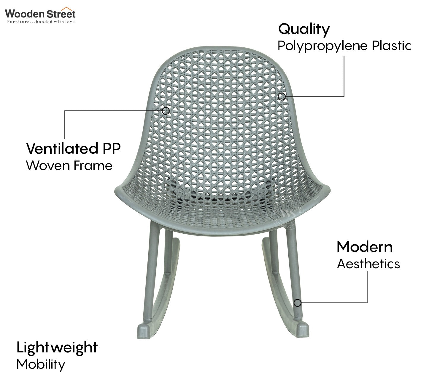 Blossie Designer Outdoor Reclining Chair – Durable & PP (Grey)