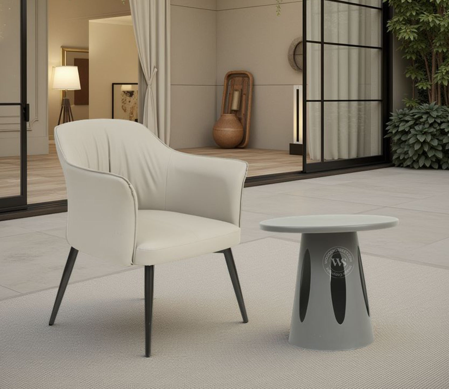 Mushru Multi-Utility Side Table with Leg Support (Grey)