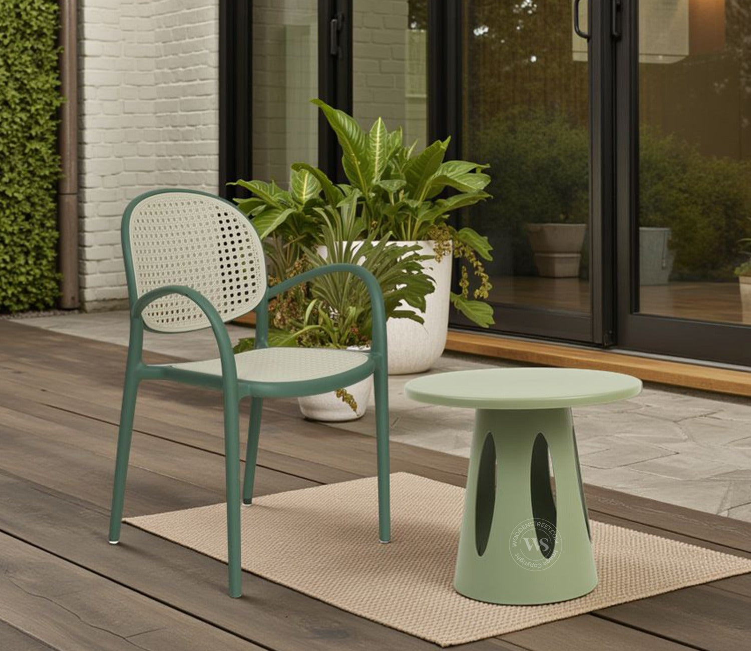 Mushru Multi-Utility Side Table with Leg Support (Green)