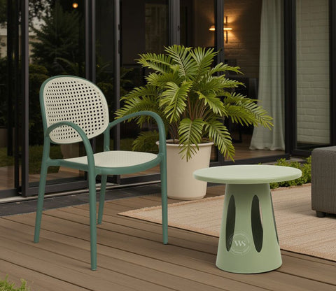 Mushru Multi-Utility Side Table with Leg Support (Green)