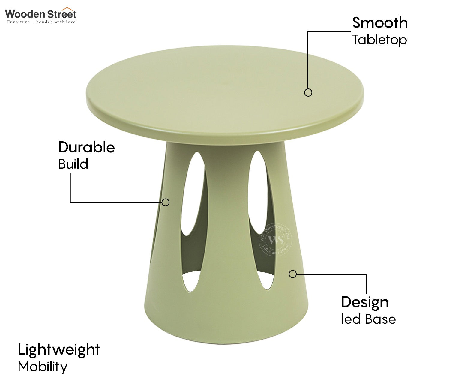 Mushru Multi-Utility Side Table with Leg Support (Green)