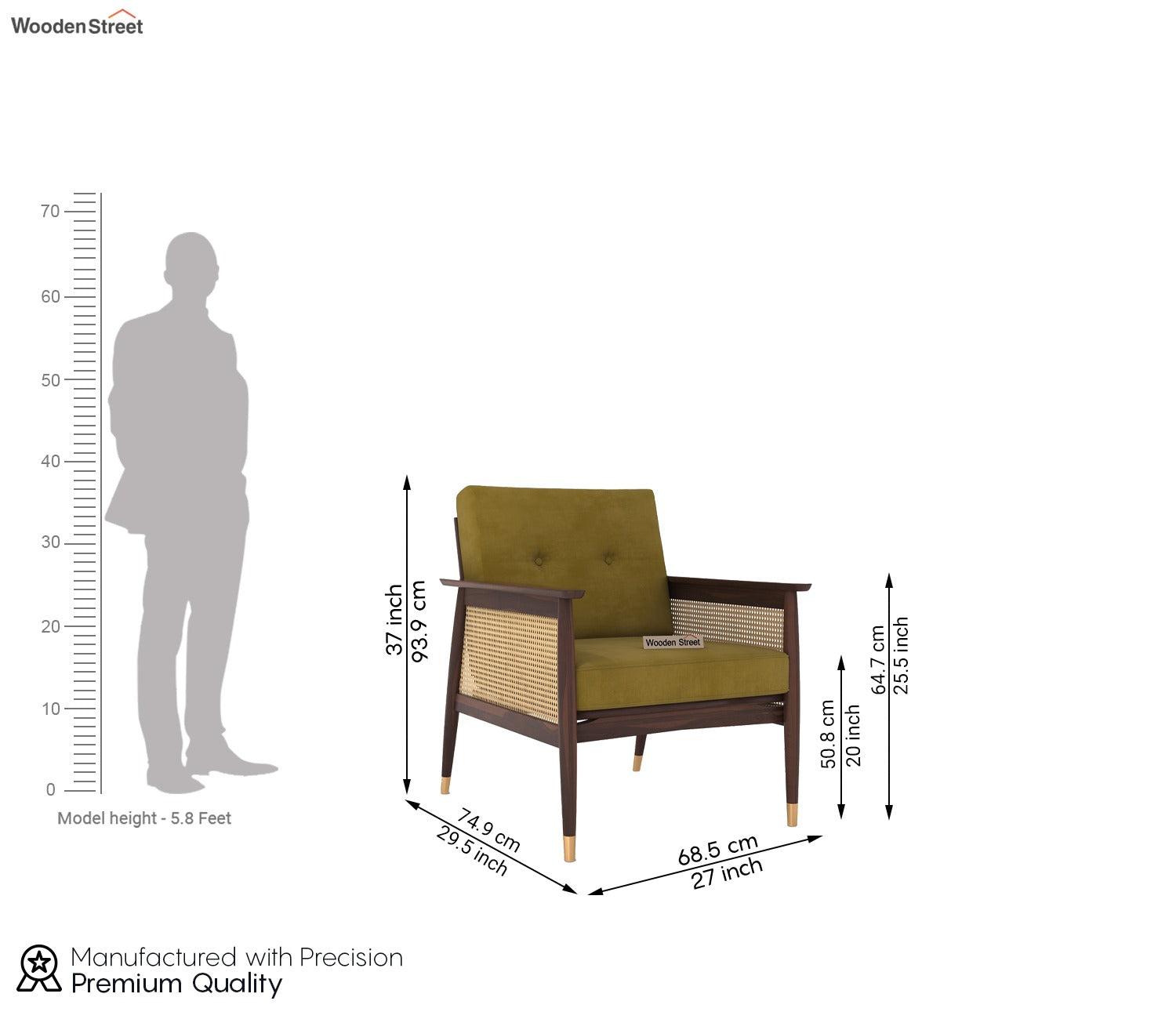 Emperor Cane Arm Chair (Chestnut Brown)