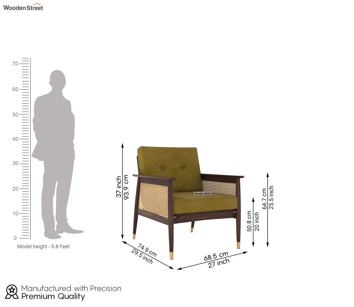 Emperor Cane Arm Chair (Chestnut Brown)