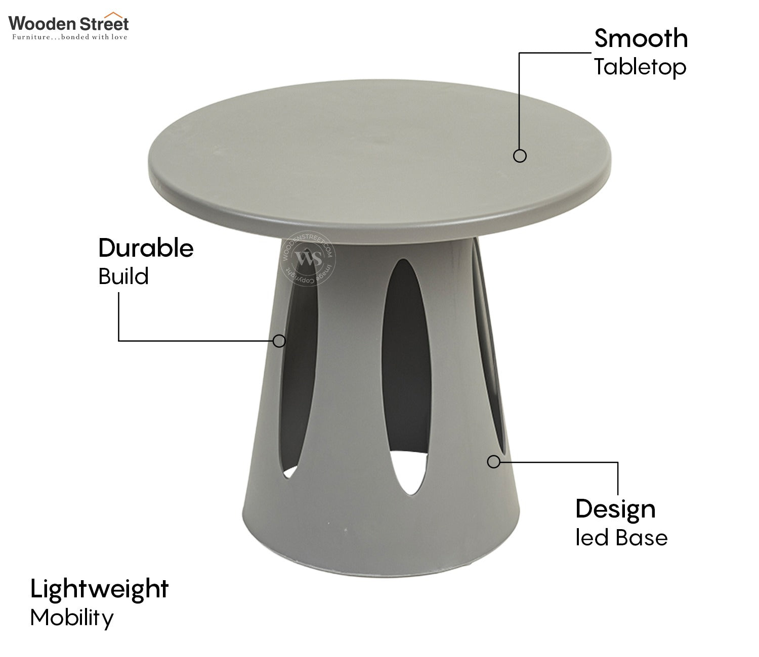 Mushru Multi-Utility Side Table with Leg Support (Grey)